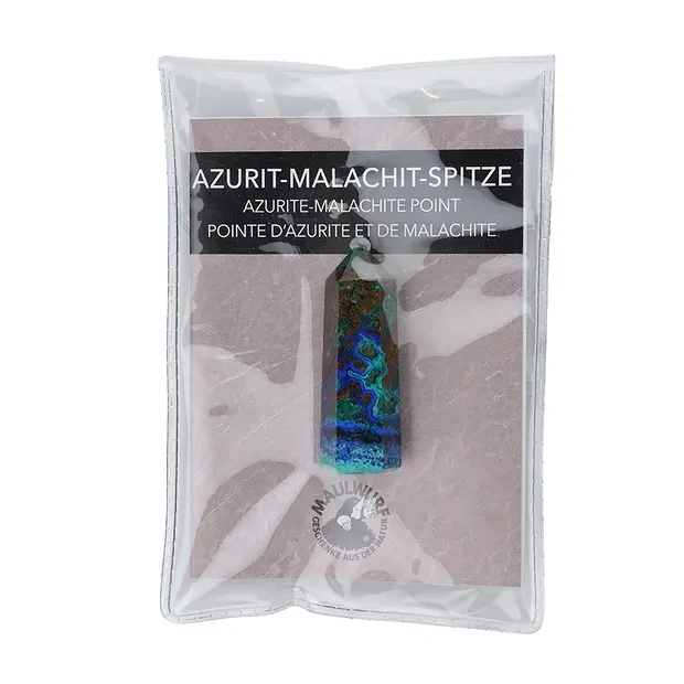 Point polished Azurite Malachite, 4,0 - 4,5cm, with insert in pouch | Marco Schreier
