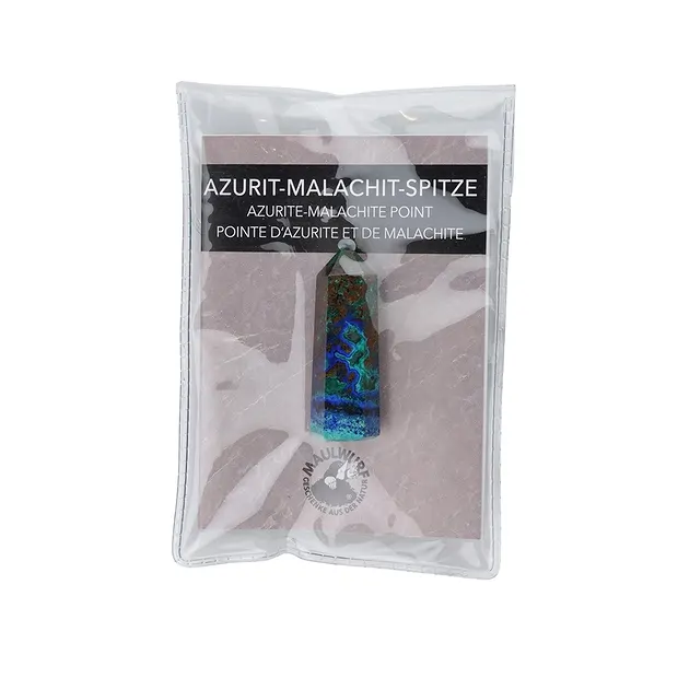 Spitze poliert Azurit-Malachit, 4,5 - 5,0cm, mit Beileger in Pouch | Marco Schreier
