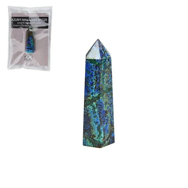 Spitze poliert Azurit-Malachit, 4,5 - 5,0cm, mit Beileger in Pouch | Marco Schreier