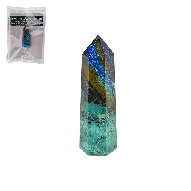 Point polished Azurite Malachite, 5,0 - 5,5cm, with insert in pouch | Marco Schreier