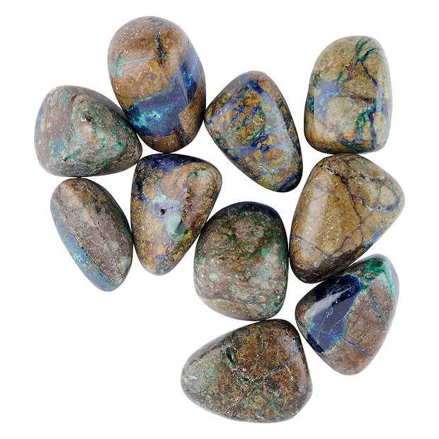 Pierres roulées Azurite-Malachite (stab.), tailles mélangées (100g/UC) | Marco Schreier