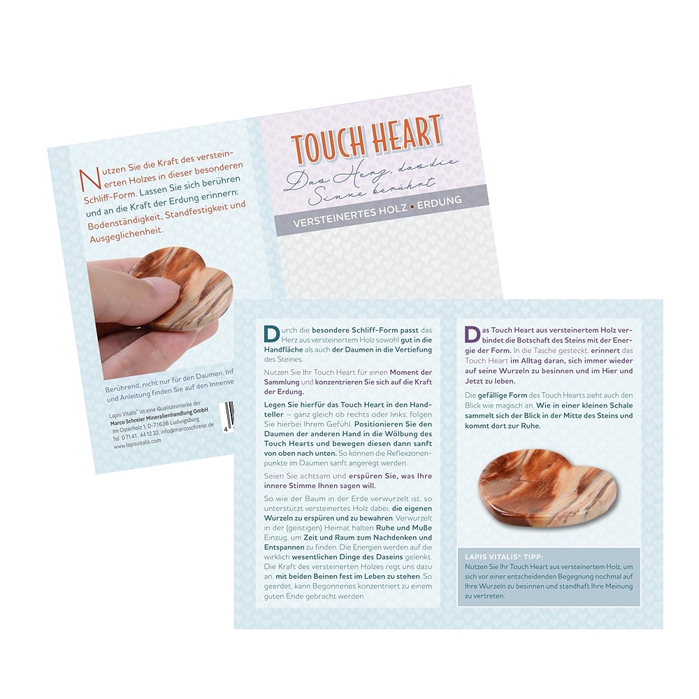Tacto Corazón Madera petrificada con inserto en bolsa | Marco Schreier