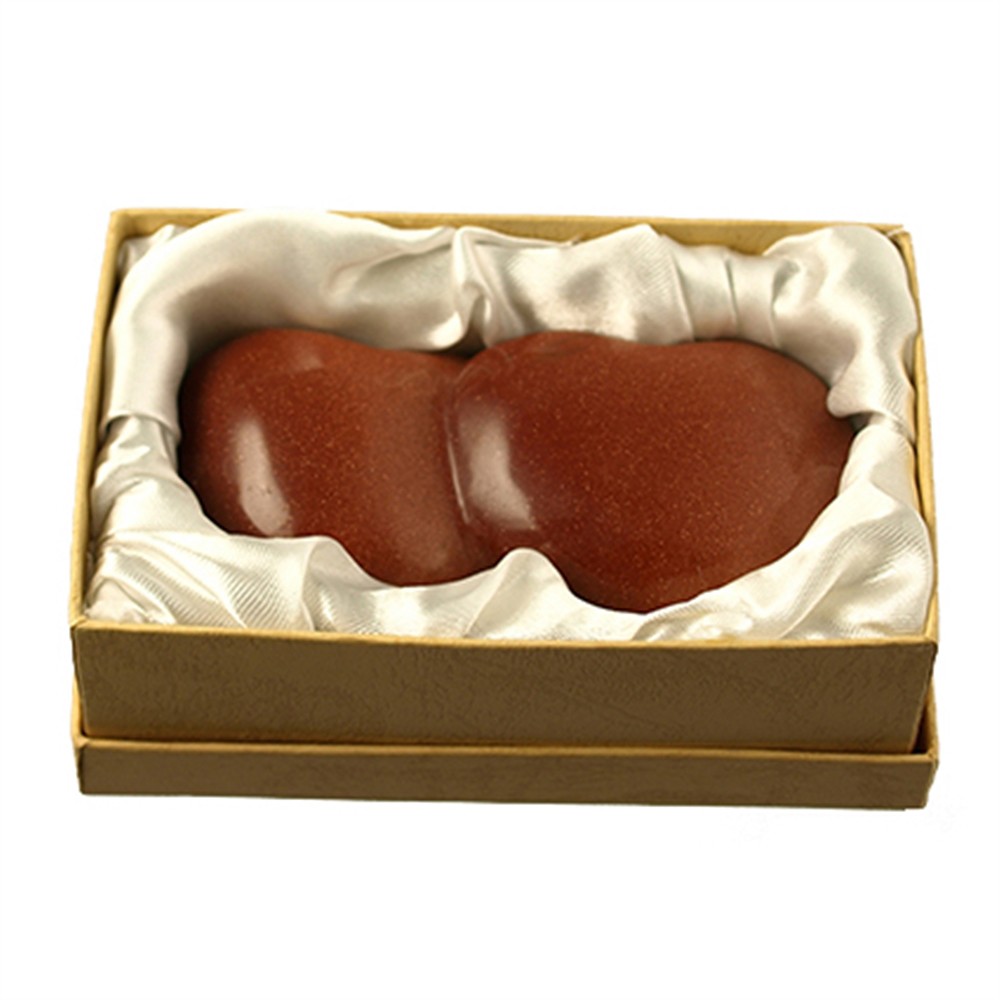 Double heart Gold stone brown (synth. Glass), 10cm | Marco Schreier