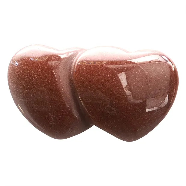 Double Cœur aventuriné brun (verre synth.), 10cm | Marco Schreier