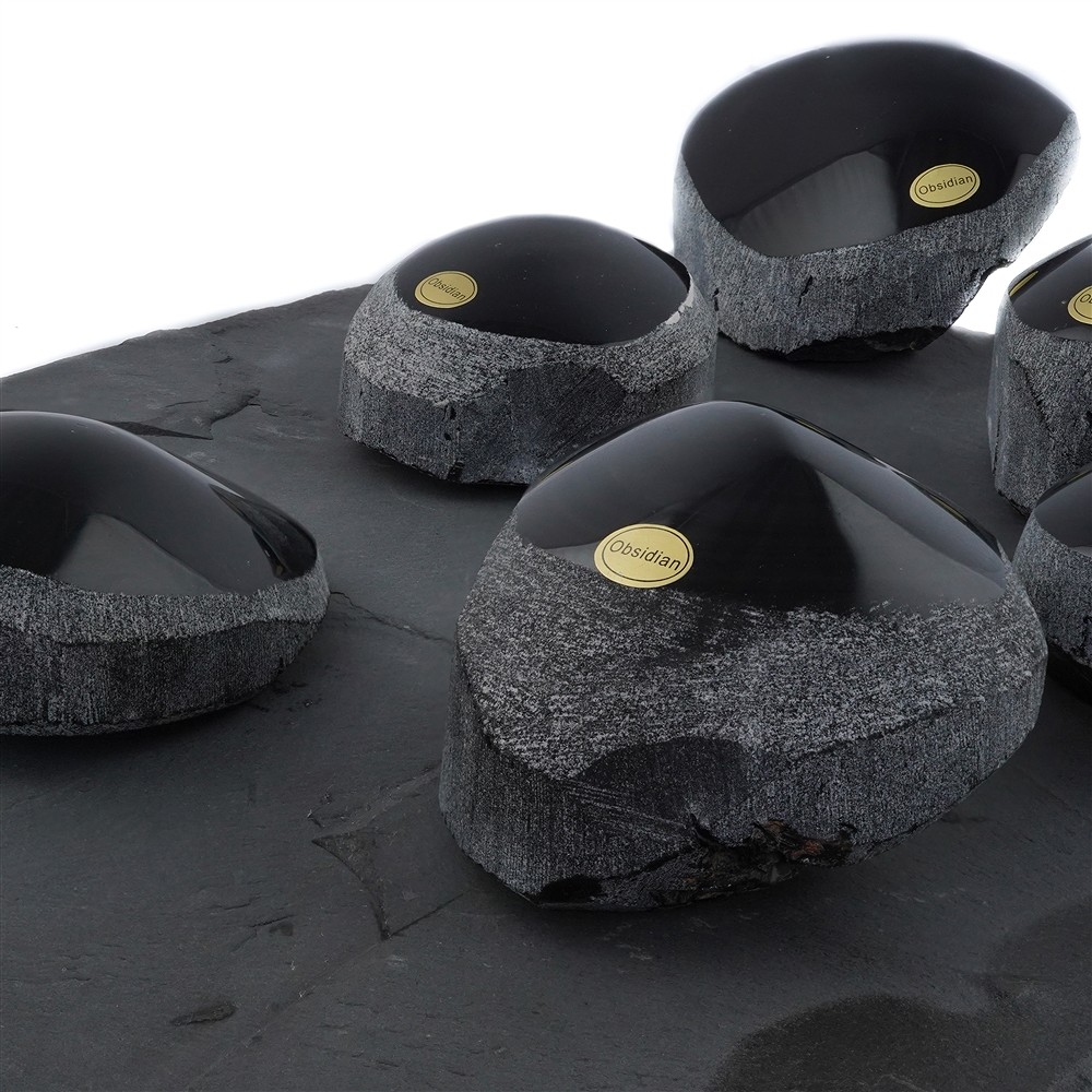One side polished pieces Obsidian (gold luster), 6,0 - 9,0cm (12 pcs./ PU) | Marco Schreier