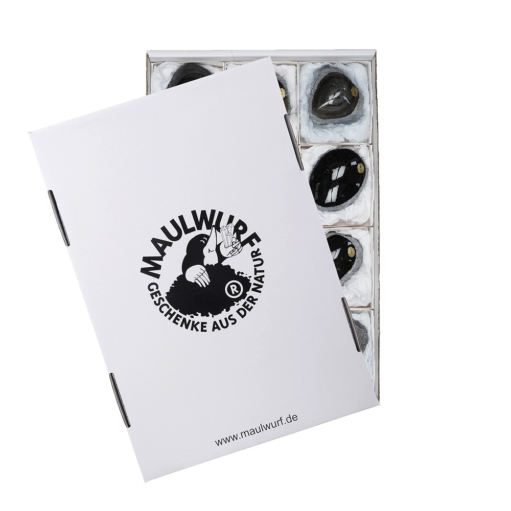 One side polished pieces Obsidian (gold luster), 6,0 - 9,0cm (12 pcs./ PU) | Marco Schreier