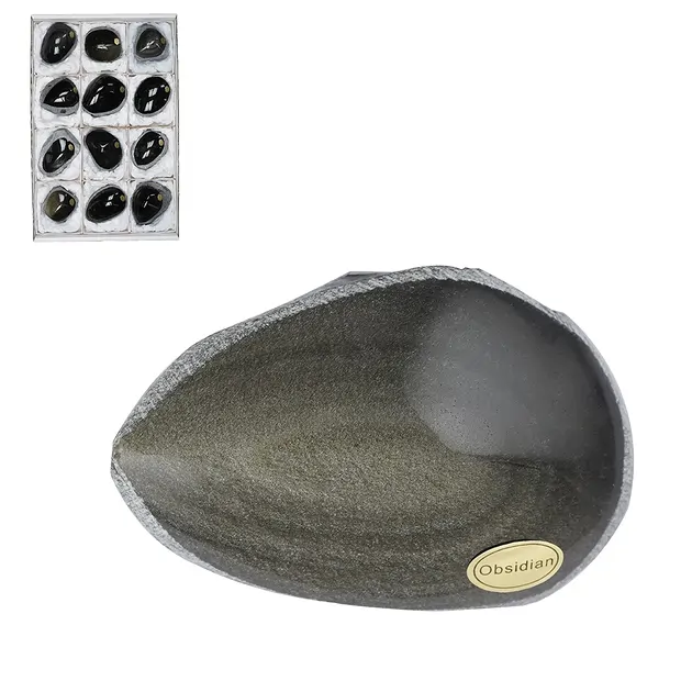 One side polished pieces Obsidian (gold luster), 6,0 - 9,0cm (12 pcs./ PU) | Marco Schreier