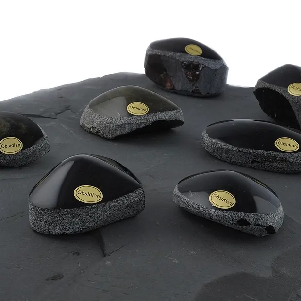One side polished pieces Obsidian (gold luster), 4,5 - 5,5cm (30 pcs./ PU) | Marco Schreier