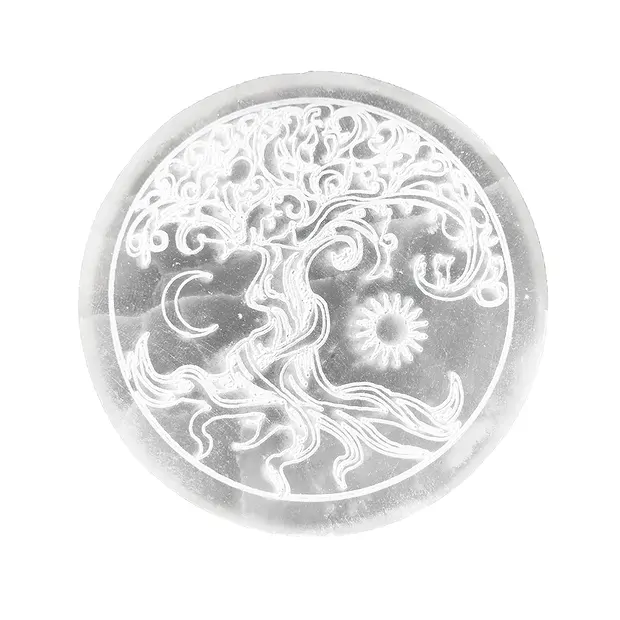 Disque sélénite "Arbre de vie", 10cm | Marco Schreier