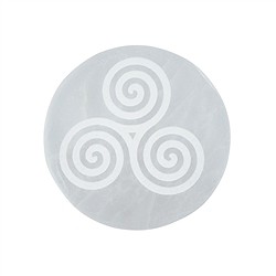 0528904012 Scheibe Selenit "Triskel", 10cm | Großhändler Edelsteine, Heilsteine & Schmuck