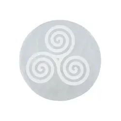 0528904012 Scheibe Selenit "Triskel", 10cm | Großhändler Edelsteine, Heilsteine & Schmuck