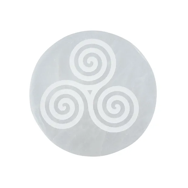 Disco di selenite "Triskel", 10 cm | Gemme Schreier, pietre curative e gioielli