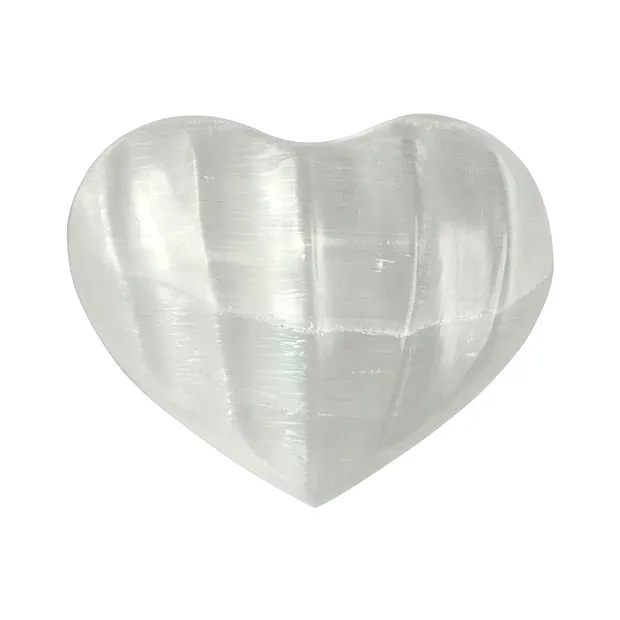 Cuore ondulato, selenite, 6,5 cm | Gemme Schreier, pietre curative e gioielli