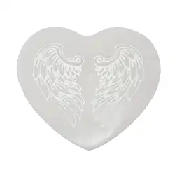 0528920702 Heart, selenite, 10.0 cm, wing engraving | wholesaler gems & healing stones