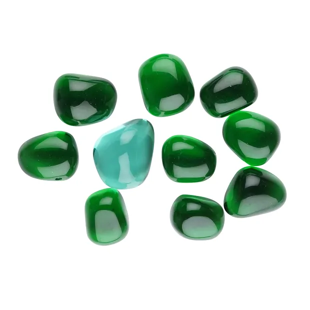 Trommelsteine Vulkanglas grün (synth.), 2,0 – 2,5cm (100g/VE) | Marco Schreier