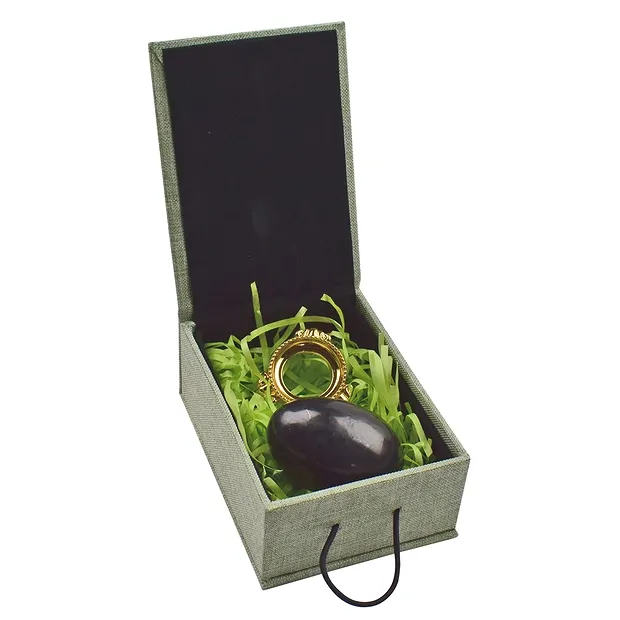 Huevo de Shungita (estabilizado), 5,0 cm, con caja de regalo y soporte | Marco Schreier