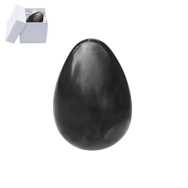 Oeuf Shungite (stab.), 6,0cm, dans une boîte cadeau | Marco Schreier