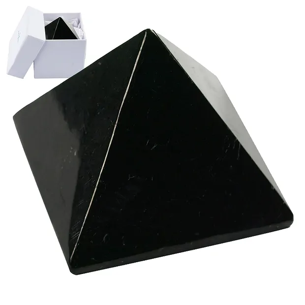 Shungite piramidale (stab.), 09,5 - 10,0 cm, in confezione regalo | Marco Schreier