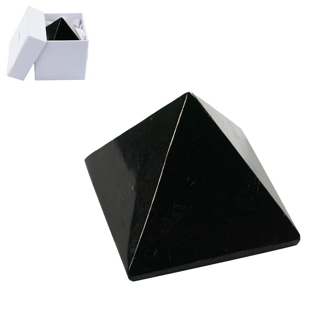 Shungite pyramid (stab.), 03.0cm, in gift box | wholesaler gems & healing stones