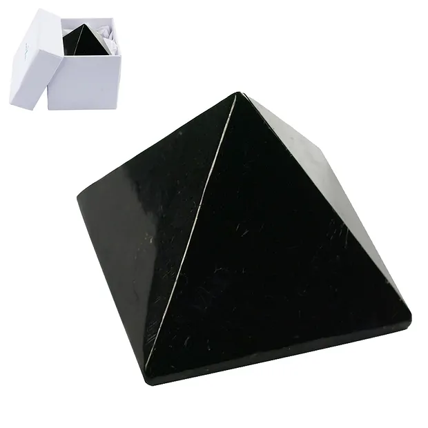 Shungite pyramid (stab.), 05cm, in gift box | wholesaler gems & healing stones