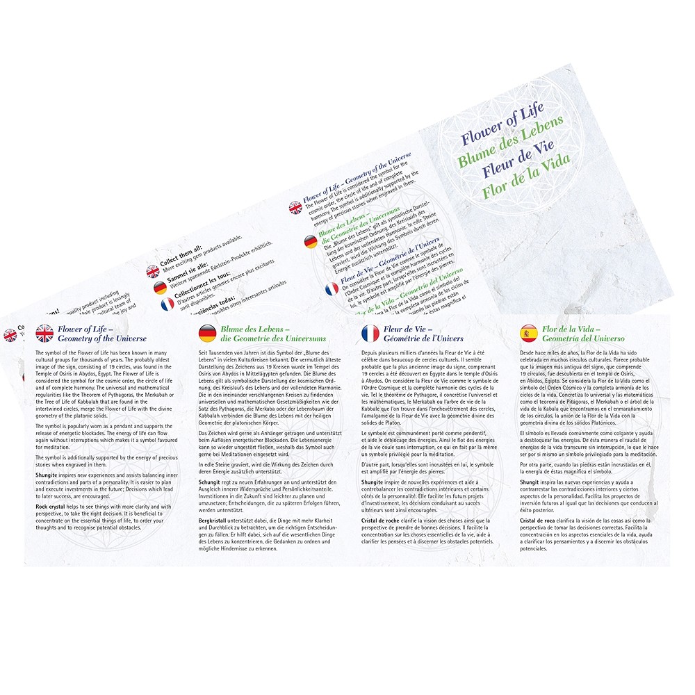 Shungite disc "Flower of Life" silver-colored, 3.5cm, in pouch | Marco Schreier