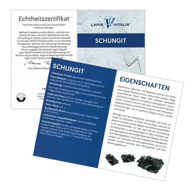 Platte Schungit, 07cm, mit Beileger und Beutel | Marco Schreier