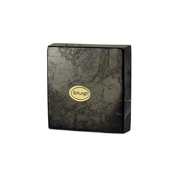Plaque Shungite, 05 x 05cm, avec encart et pochette cadeau | Marco Schreier