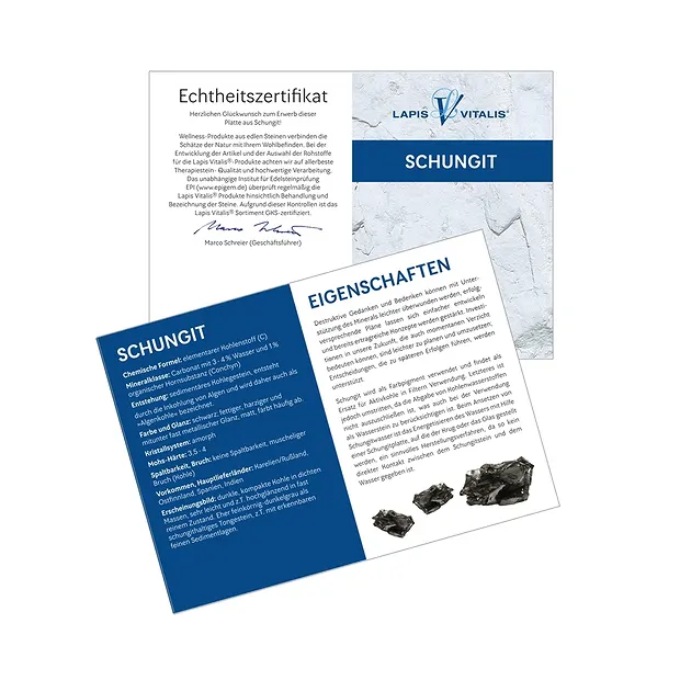 Platte Schungit, 07 x 07cm, in Pouch | Schreier Edelsteine, Heilsteine & Schmuck