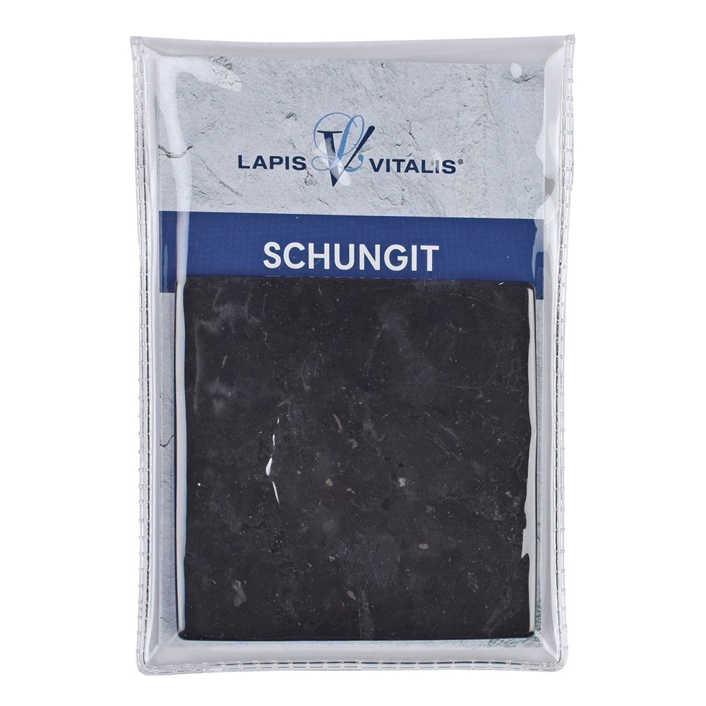 Platte Schungit, 07 x 07cm, in Pouch | Schreier Edelsteine, Heilsteine & Schmuck