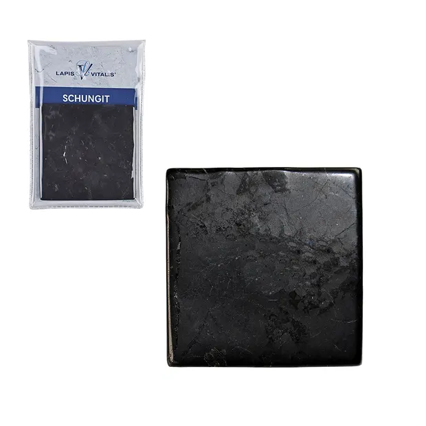 Platte Schungit (stab.), 07 x 07cm, in Pouch | Edelsteine, Heilsteine & Schmuck