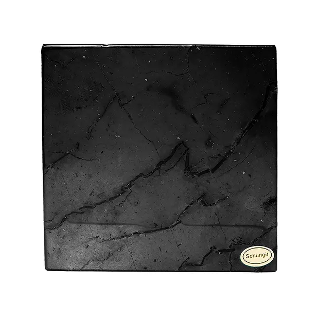 Placa de Shungita (estabilizada), 10 x 10 cm, en caja de regalo | Marco Schreier