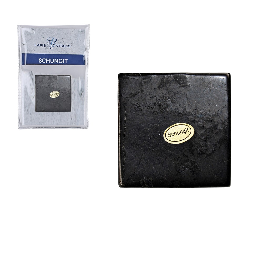 Slabs of Shungite, 04 x 04cm, in pouch | Schreier gems, healing stones & jewelry