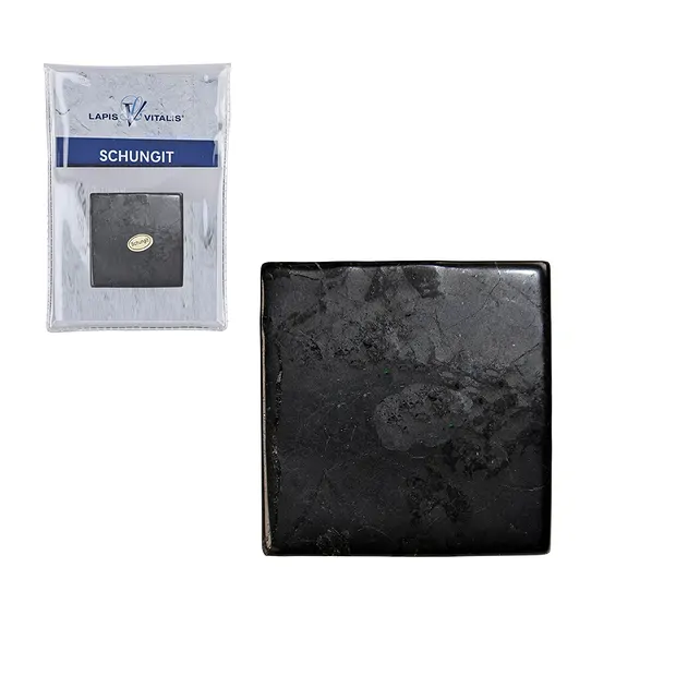 Platte Schungit (stab.), 04 x 04cm, in Pouch | Edelsteine, Heilsteine & Schmuck