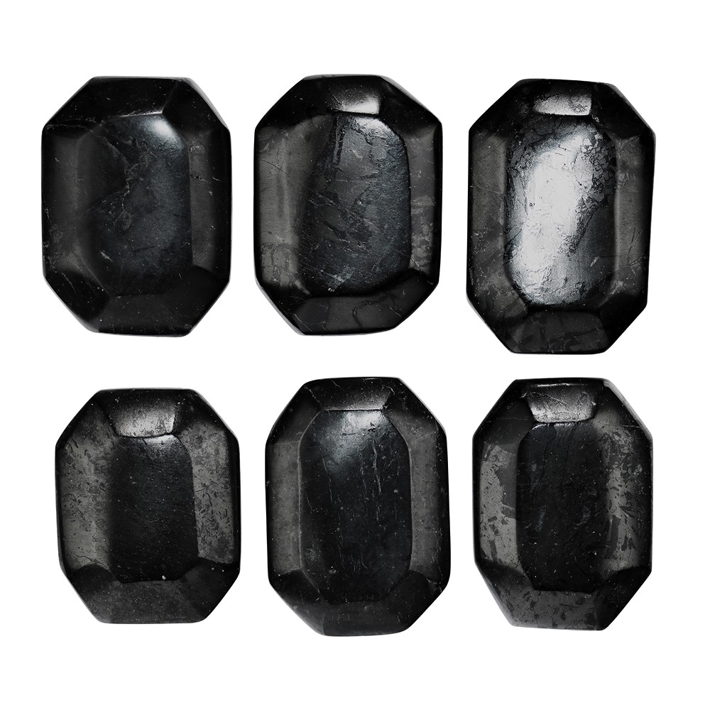 Flat Stone Shungite (6 pcs./ PU) | wholesaler gems, healing stones & jewelry