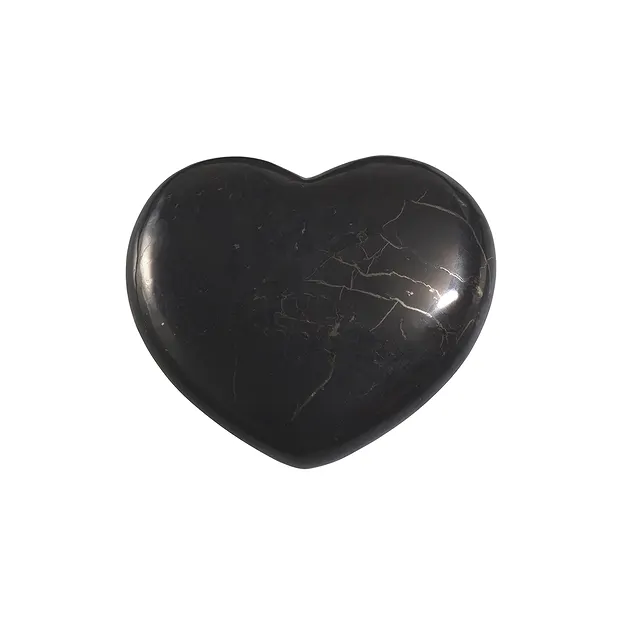 Herz bauchig, Schungit (stab.), 4,5cm | Edelsteine, Heilsteine & Schmuck-Handel