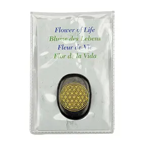 Disque de Shungite (stab.) "Fleur de vie" Or, 4,0cm, pochette | Marco Schreier