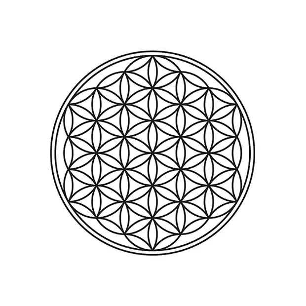 Shungite slice "Flower of Life" gold-colored, 4.0 cm, in pouch | Marco Schreier