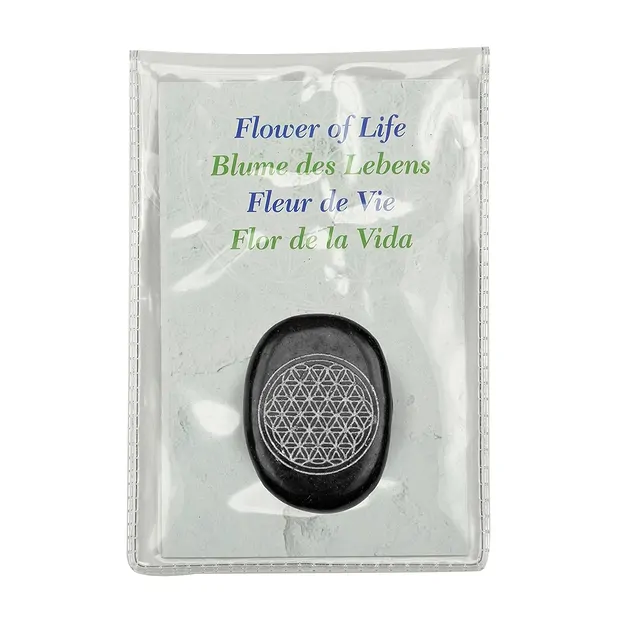 Shungite disc "Flower of Life" silver-colored, 4.0cm | Marco Schreier