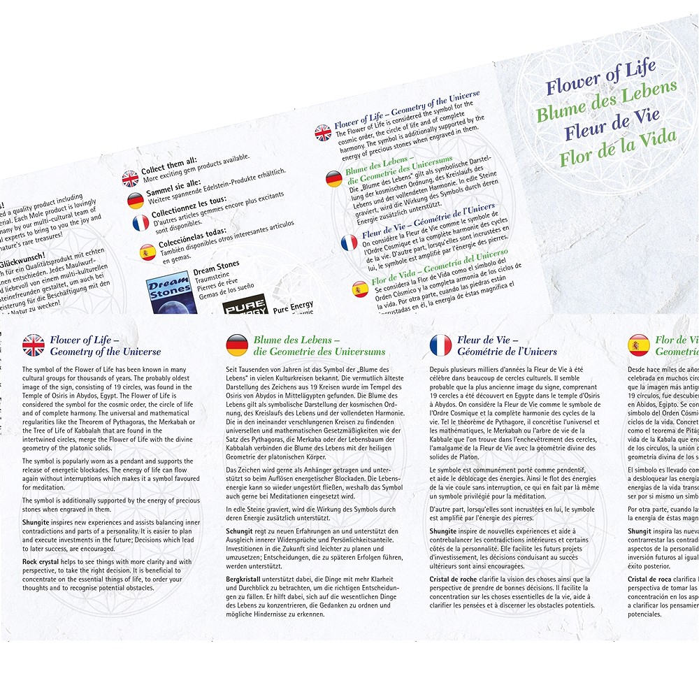 Disque Shungite "Fleur de vie" argenté, 4,0cm | Marco Schreier