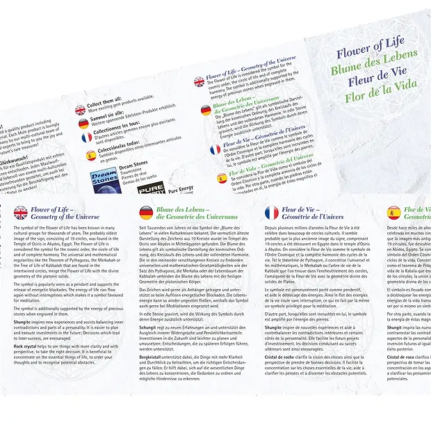 Shungite disc "Flower of Life" silver-colored, 4.0cm | Marco Schreier