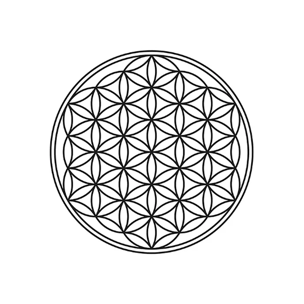 Shungite disc "Flower of Life" silver-colored, 4.0cm | Marco Schreier