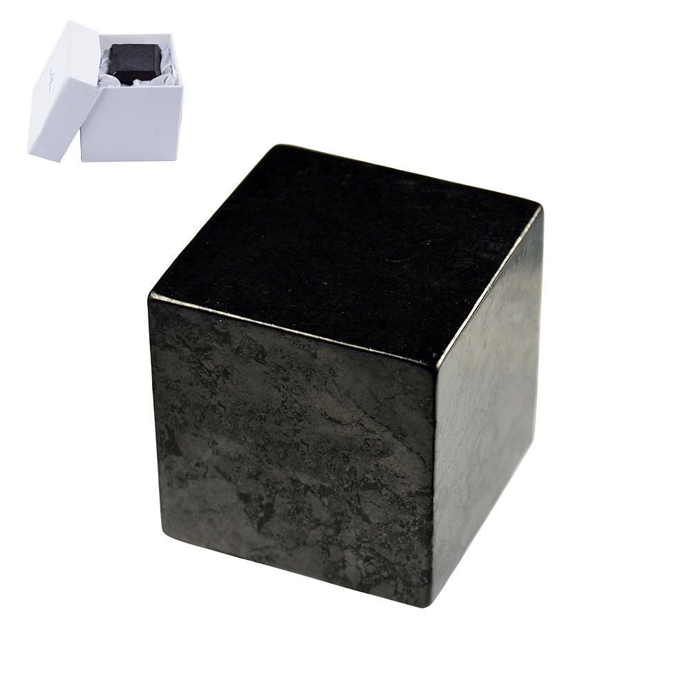 Würfel Schungit (stab.), 04cm, in Geschenkschachtel | Marco Schreier