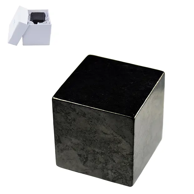 Cubo de Shungita (estabilizado), 04cm, en caja de regalo | Marco Schreier