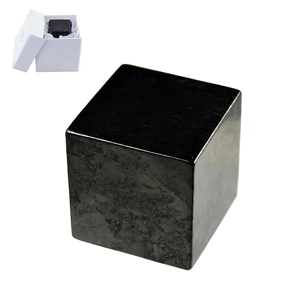 Cubo de Shungita (estabilizado), 04cm, en caja de regalo | Marco Schreier