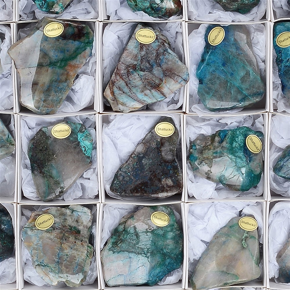 Pièces polies d'un côté Shattuckite, 04 - 05cm (35 pcs/UC) | Marco Schreier