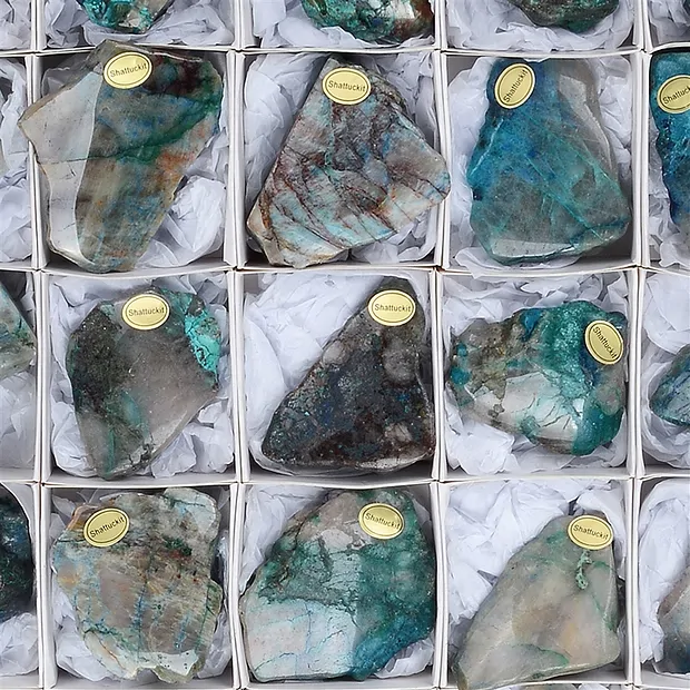 Pièces polies d'un côté Shattuckite, 04 - 05cm (35 pcs/UC) | Marco Schreier