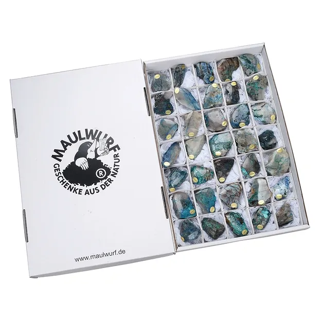 Pièces polies d'un côté Shattuckite, 04 - 05cm (35 pcs/UC) | Marco Schreier