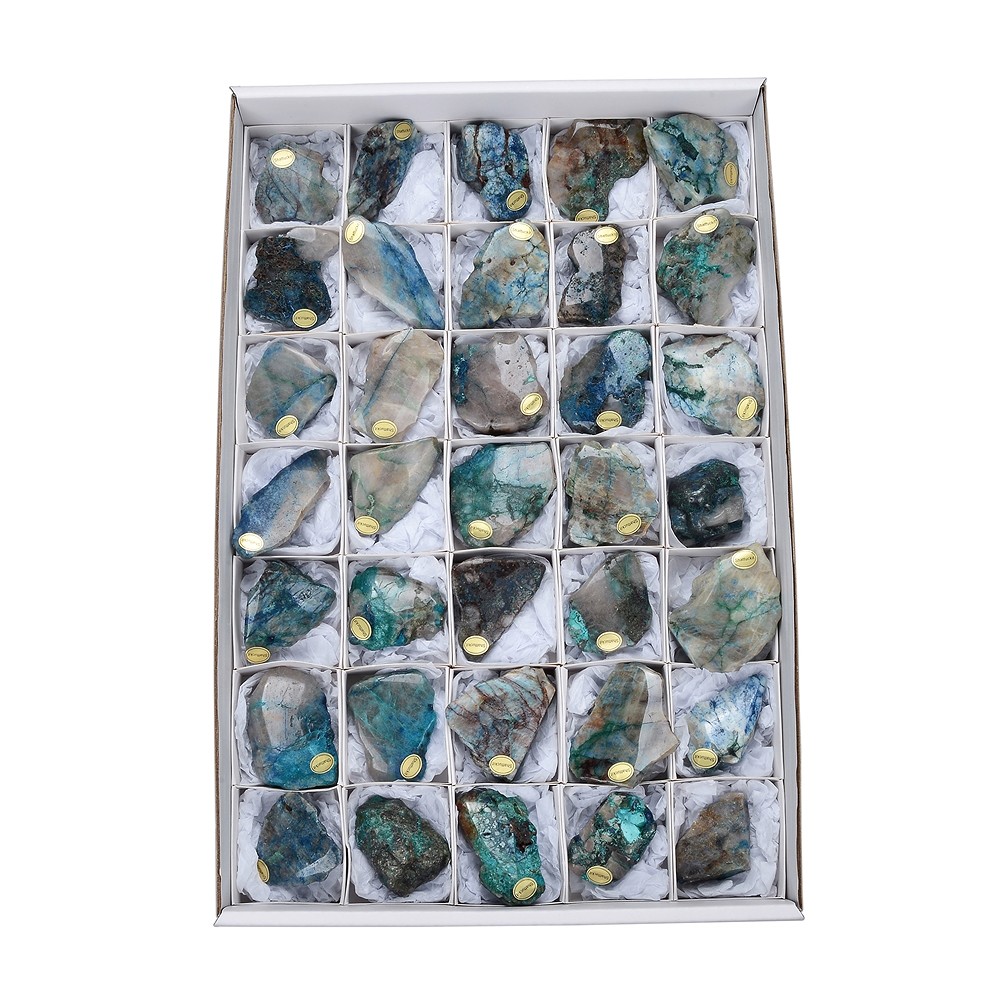 Pièces polies d'un côté Shattuckite, 04 - 05cm (35 pcs/UC) | Marco Schreier