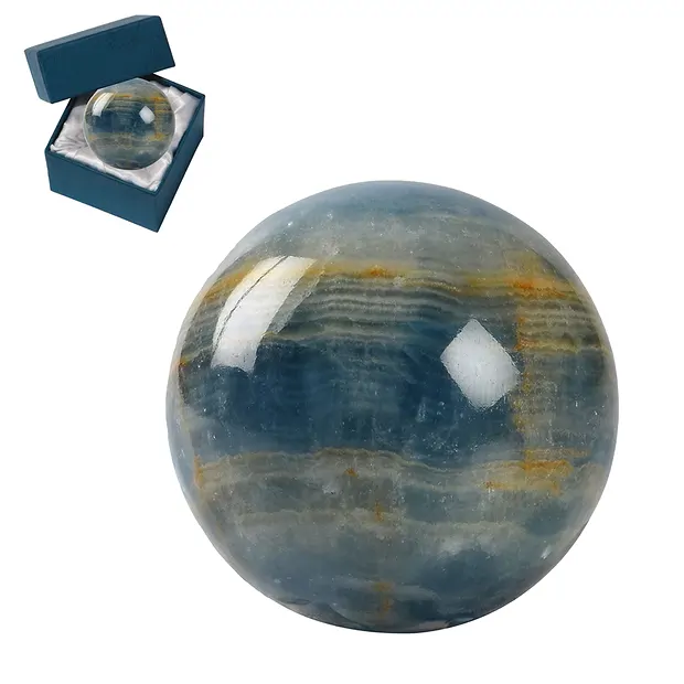 Massage ball aragonite (blue) in gift box, 04cm | gems, healing stones & jewelry