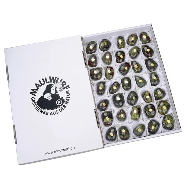 Piedras rodadas Epidota cuarcita (piedra dragón), 4.5 - 5.5cm (35 unid./VE) | Marco Schreier